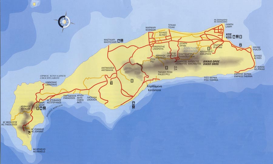 Map of the island of Kos